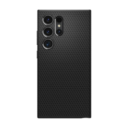 Etui Spigen Liquid Air do Samsung Galaxy S24 Ultra, czarny mat — tył z trójkątną fakturą na wprost