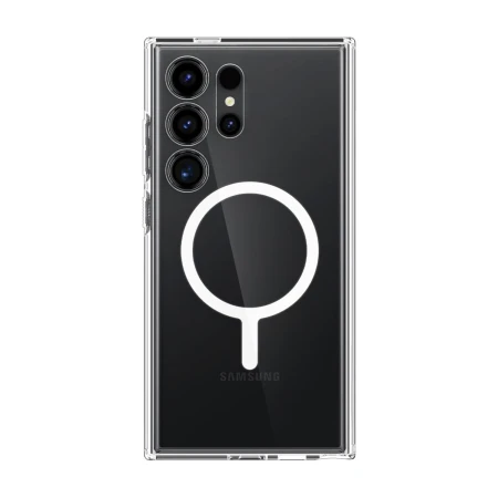 Przezroczyste etui Tech-Protect FlexAir Hybrid MagSafe na Samsung Galaxy S24 Ultra — tył z pierścieniem MagSafe