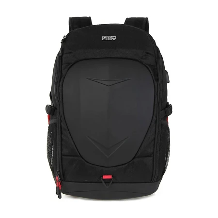 Plecak na laptopa 17,3 cala Silver Monkey X Gaming Backpack, czarny — widok z przodu z twardą powłoką