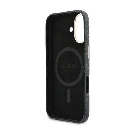Wnętrze etui Guess 4G Script do iPhone 17 — pierścień MagSafe z logo GUESS i czarne wnętrze