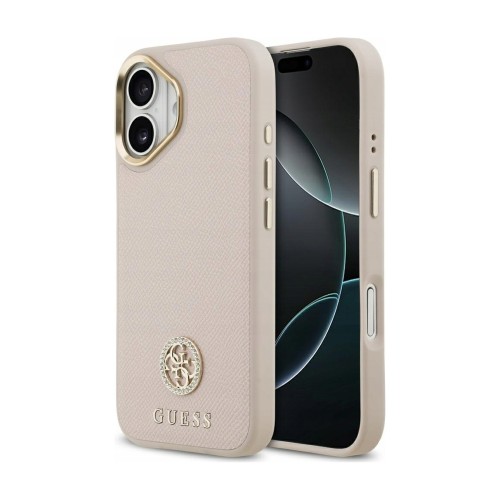 Przejdź do produktu Etui MagSafe do iPhone 17 Guess Grained Strass Logo, różowe