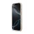 Etui Guess Grained Strass na iPhone 17 od frontu — różowa ramka wokół ekranu i złote nakładki przycisków