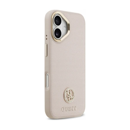 Krawędź etui Guess do iPhone 17 ze złotym przyciskiem bocznym i wycięciem na przycisk Sterowanie aparatem