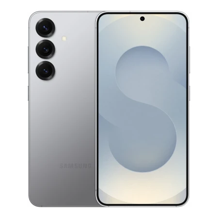 Smartfon Samsung Galaxy S25 5G srebrny — przód i tył obok siebie