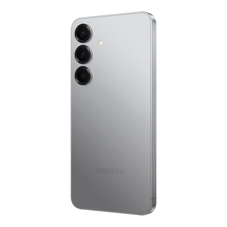 Samsung Galaxy S25 srebrny — tył pod kątem z drugiej strony, bez przycisków w kadrze