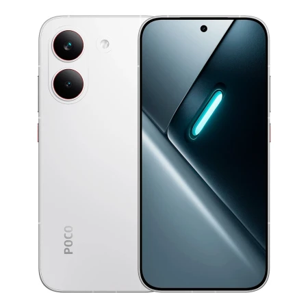 Smartfon POCO X8 Pro 5G biały — tył i przód obok siebie