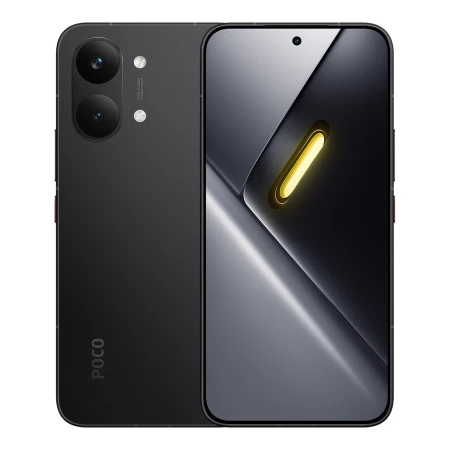 Smartfon POCO X8 Pro Max 5G czarny — tył i przód obok siebie