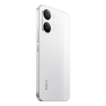 POCO X8 Pro Max biały — tył pod kątem, wyspa aparatów 50 MP