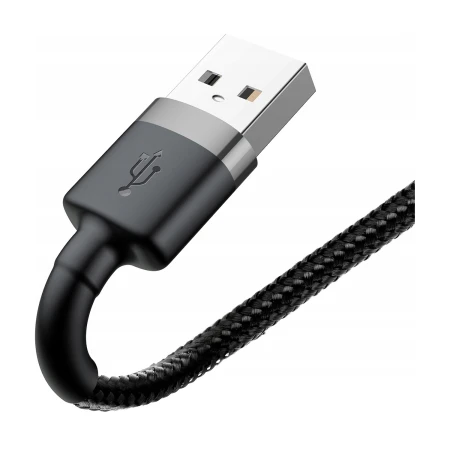 Wtyk USB-A kabla Baseus Cafule z szarą osłoną i oplotem