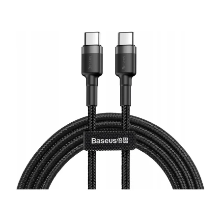 Kabel USB-C do USB-C Baseus Cafule 60 W — oba wtyki i zwinięty przewód