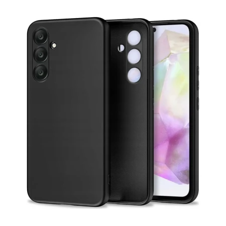 Etui silikonowe Tech-Protect Icon do Galaxy S25 FE, czarne — tył i przód