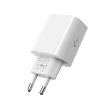 Ładowarka sieciowa USB-C 20 W z kablem USB-C Tech-Protect NC20W, biała