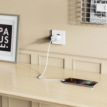 Ładowarka sieciowa USB-C 20 W z kablem USB-C Tech-Protect NC20W, biała