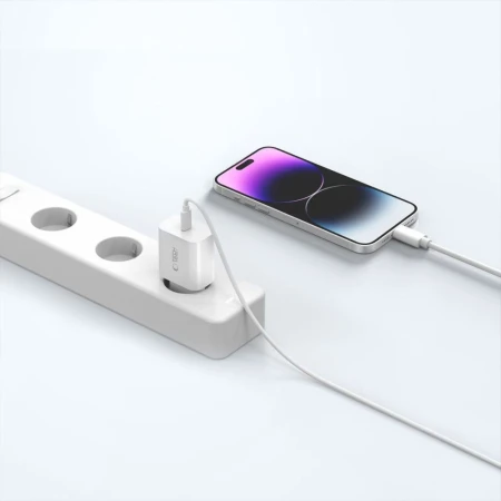 Ładowarka sieciowa USB-C 20 W z kablem Lightning Tech-Protect NC20W, biała