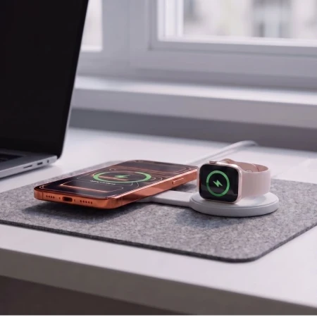 Ładowarka 2w1 MagSafe 25 W do iPhone i AirPods Tech-Protect A55, biała