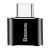 Adapter Baseus — wtyk USB-C i czarna aluminiowa obudowa, pionowo