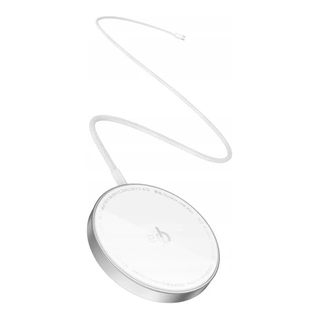 Baseus Simple Mini4 Air — srebrny krążek z plecionym kablem USB-C