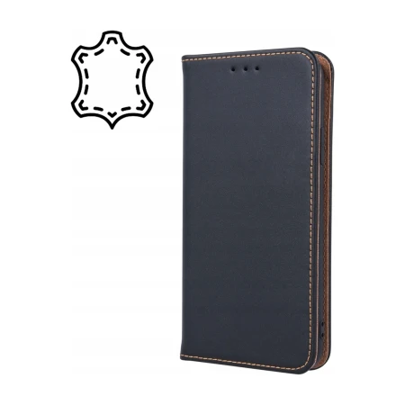 Etui skórzane z klapką TelForceOne Smart Pro, czarne — zamknięta okładka (render linii)