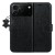 Etui z klapką TelForceOne Smart Luxe, czarne — tył z wyspą aparatów iPhone 17 Pro i okładka (render producenta)