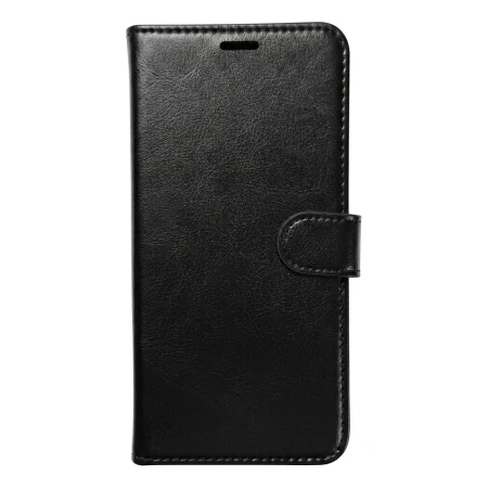 Etui z klapką TelForceOne Smart Luxe, czarne — zamknięta okładka na wprost (render producenta)