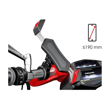 R16-metal na kierownicy motocykla obok kokpitu — piktogram telefonu do 190 mm przekątnej