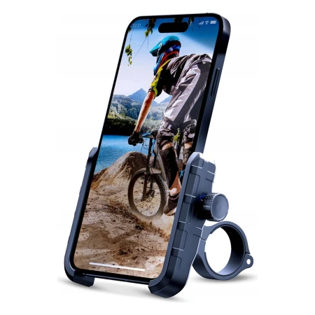 3mk Steel Bike Holder z telefonem w ramionach — widok 3/4