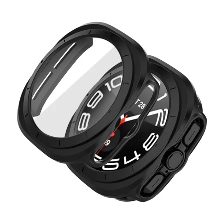 Etui Tech-Protect Defense360 czarne do Samsung Galaxy Watch Ultra 47 mm – dwa ujęcia etui na zegarku