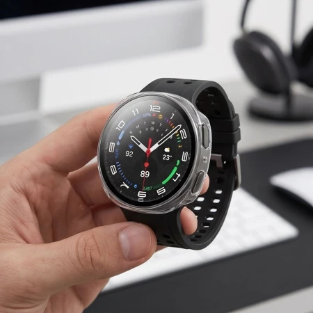 Galaxy Watch 8 w etui Tech-Protect Defense trzymany w dłoni