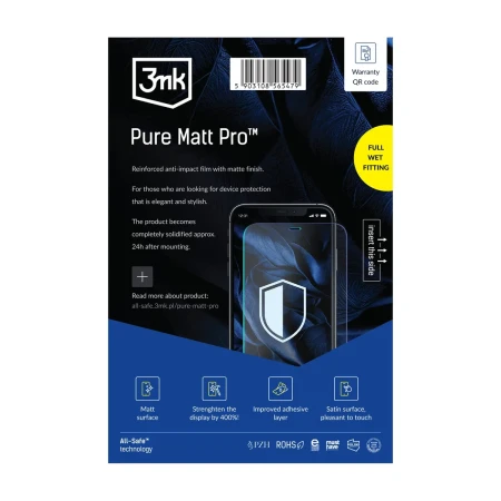 Formatka 3mk Pure Matt Pro, z której wycinana jest folia do danego modelu