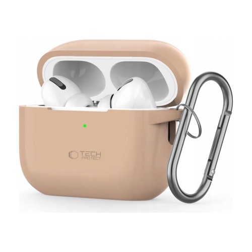 Przejdź do produktu Etui do Apple AirPods Pro 1 / 2 Tech-Protect Silicone Hook z karabińczykiem, caffe latte