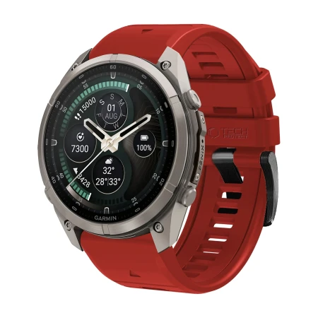 Pasek Tech-Protect Silicone czerwony na Garmin Fenix 51 mm – widok 3/4