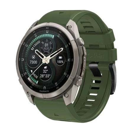 Pasek Tech-Protect Silicone zielony (military green) na Garmin Fenix 47 mm – widok 3/4