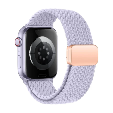 Tył Apple Watch z paskiem NylonMag fioletowym (Periwinkle) – metalowe zapięcie magnetyczne