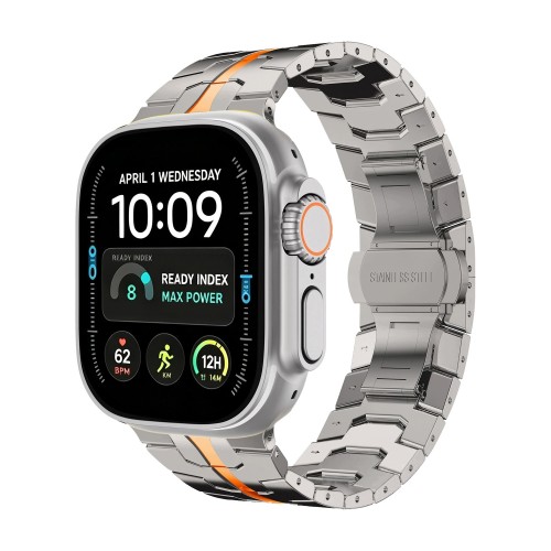 Przejdź do produktu Bransoleta do Apple Watch 44/45/46/49 mm Tech-Protect Stainless, Titanium/Orange
