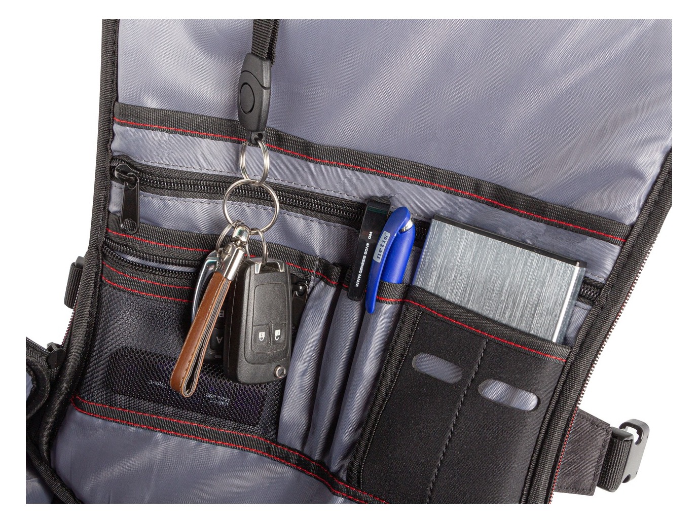 Organizer plecaka Genesis Pallad 550 — kieszenie na klucze, długopis i pendrive