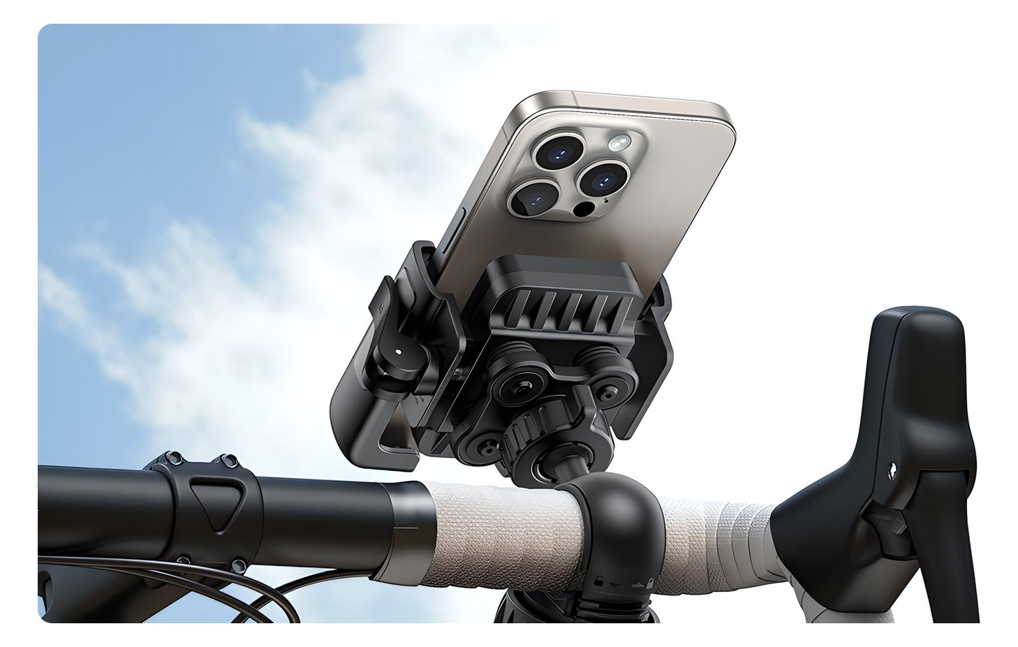 Baseus GoTrip z telefonem na kierownicy roweru szosowego
