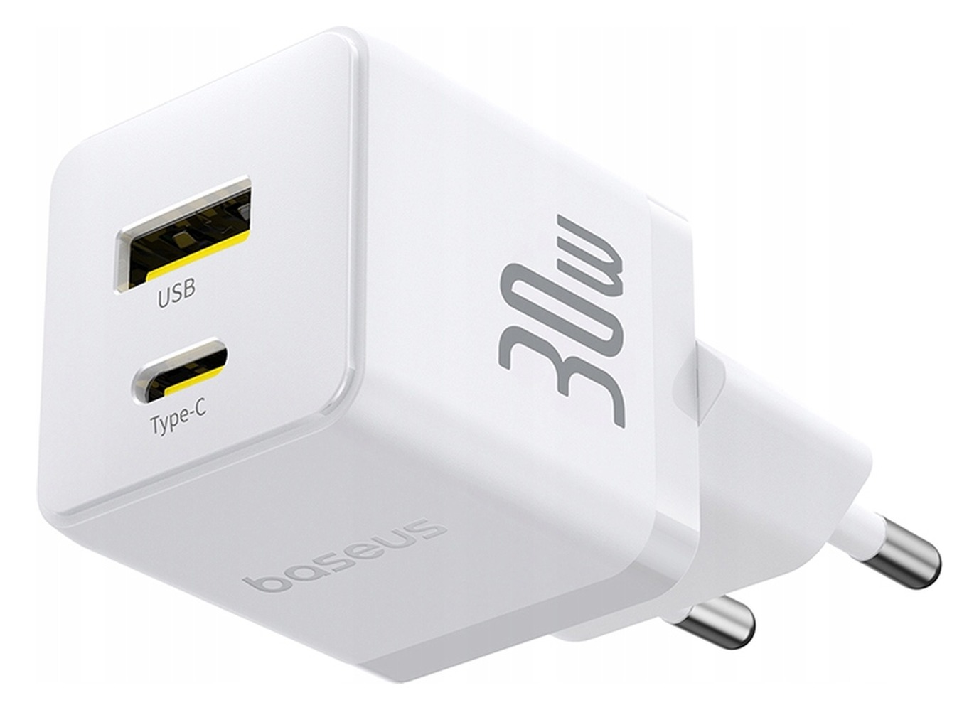 Baseus Palm 30 W — bok z napisem 30W i wtyczka EU