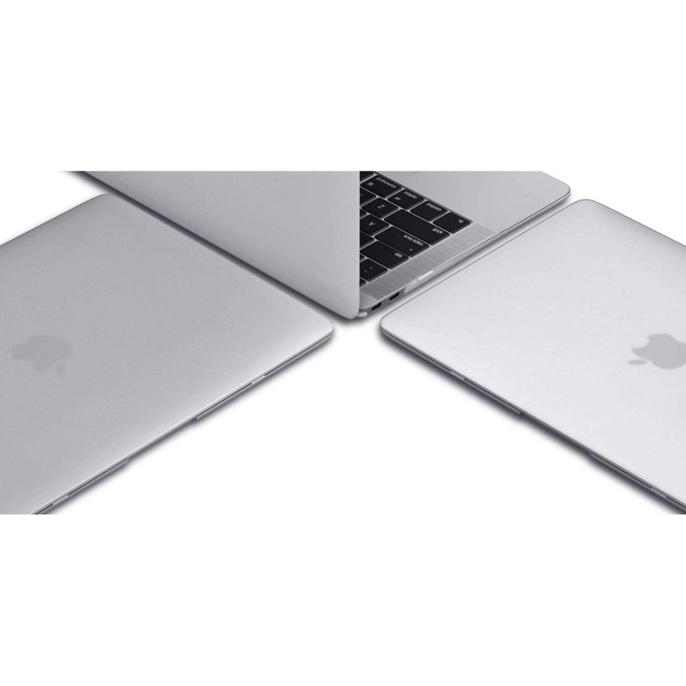 macbook air 13 z rozdzieloną górną i dolną częścią czarnego etui tech-protect smartshell, ujęcie pod kątem