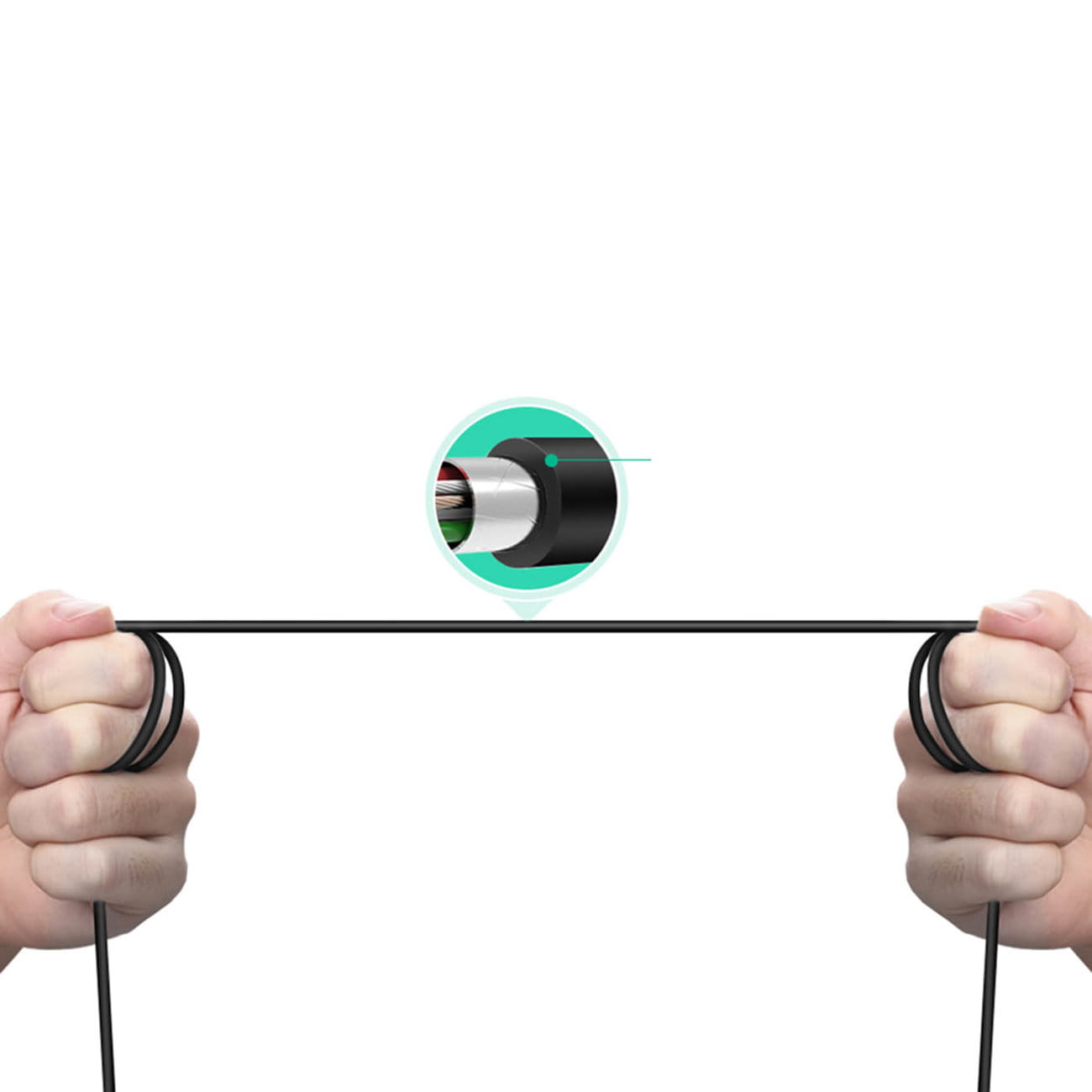 Kabel Ugreen US241 pokazany podczas zginania przewodu