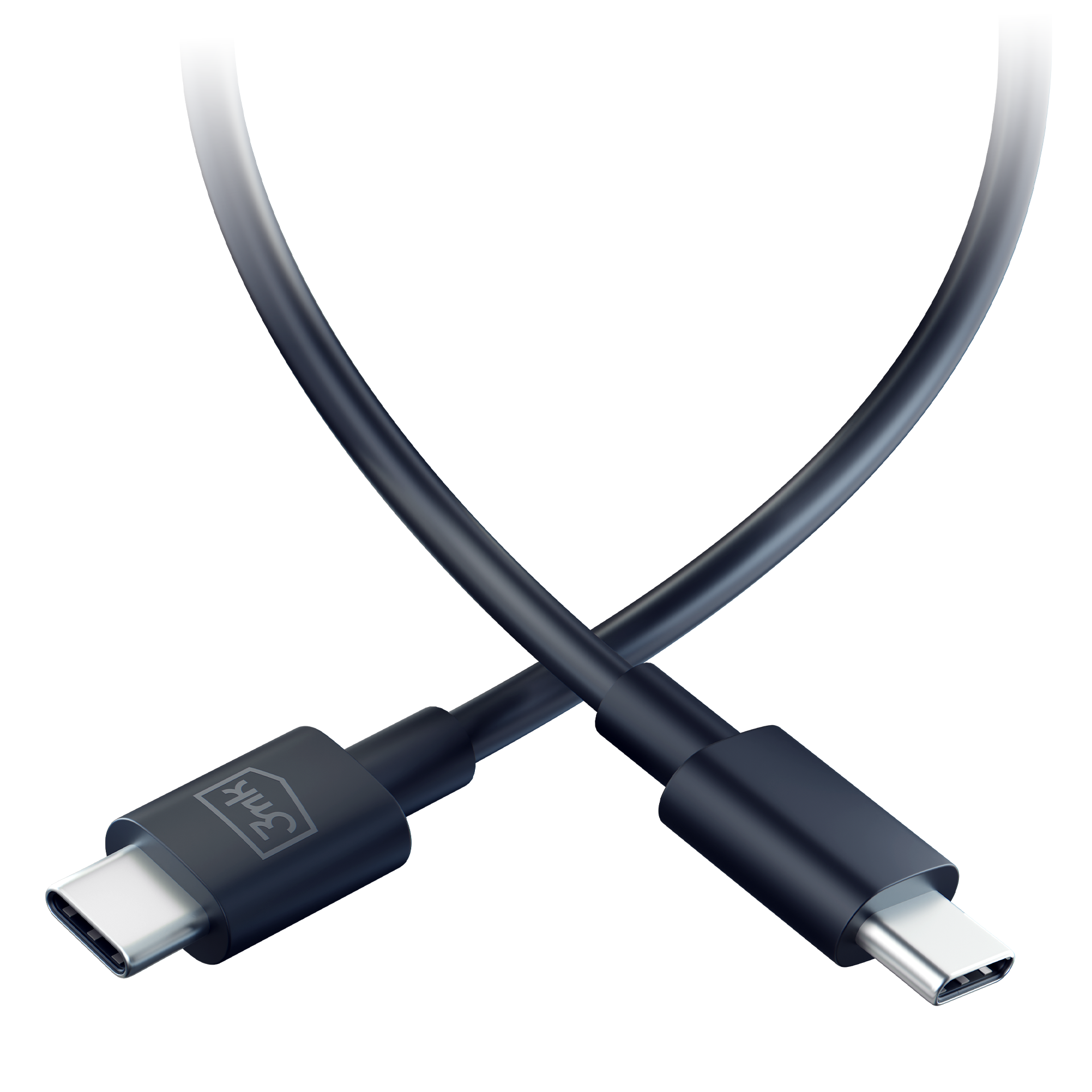 Czarny kabel USB-C do USB-C 3mk Hyper Cable 100 W zwiniety w petle