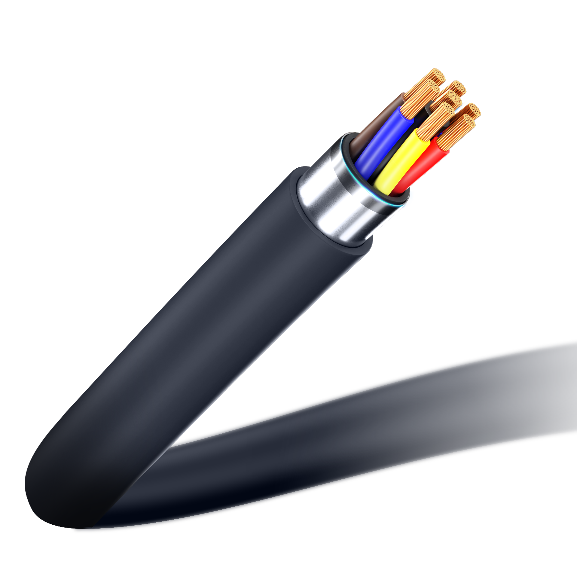 Przekrój kabla 3mk Hyper Cable pokazujący warstwy tworzywa TPE