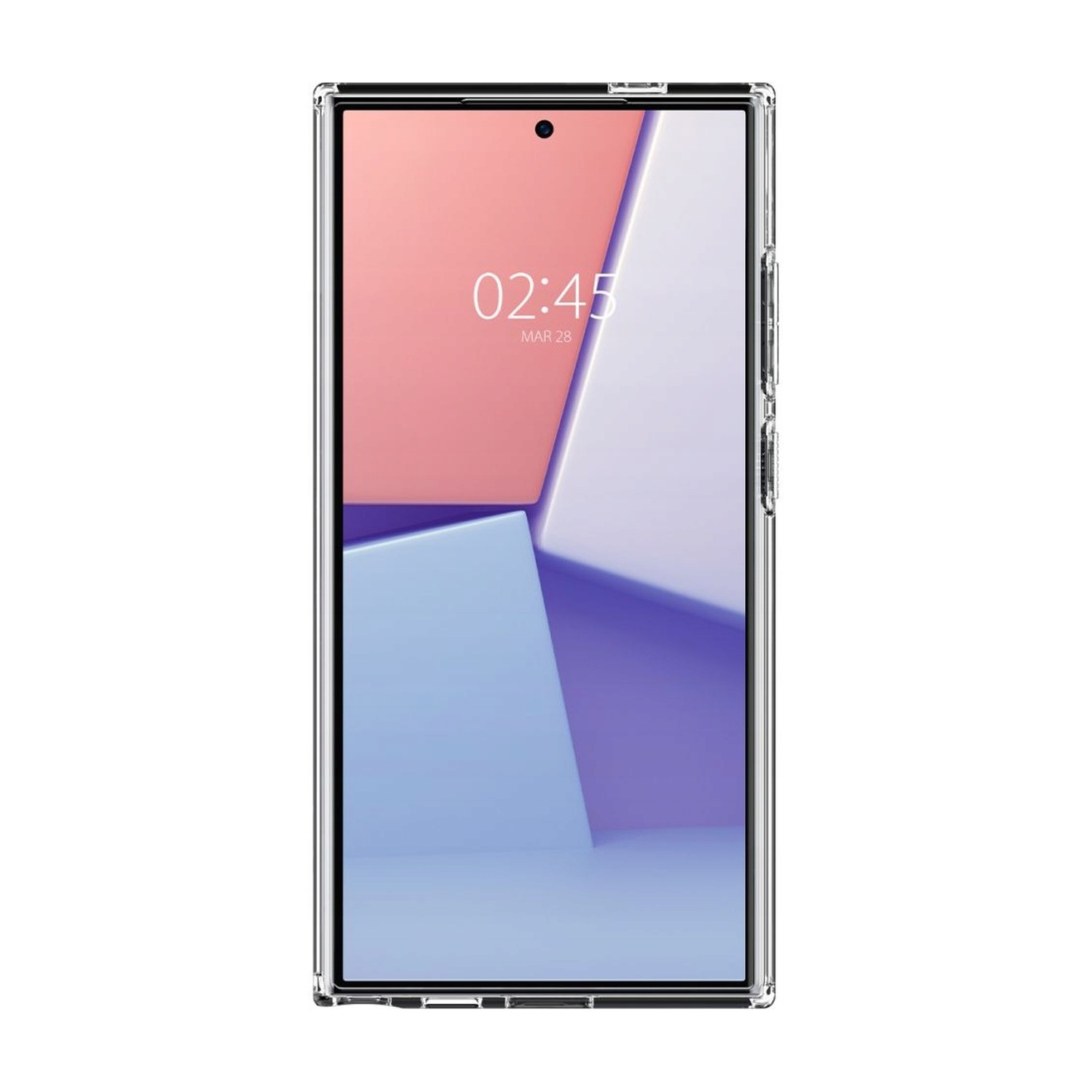 Samsung Galaxy S24 Ultra w przezroczystym etui FlexAir Hybrid MagSafe — widok frontu