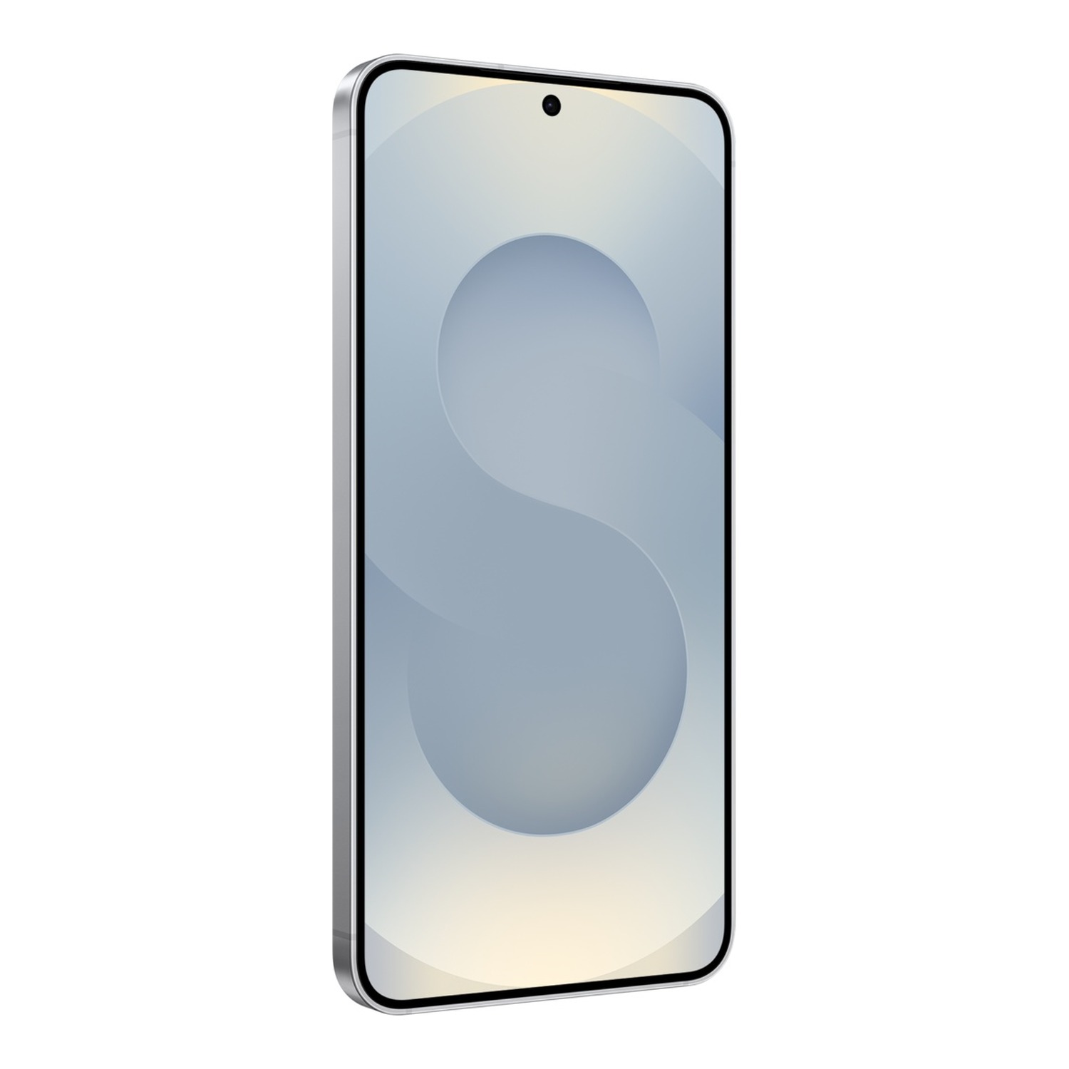 Samsung Galaxy S25 srebrny — przód pod kątem