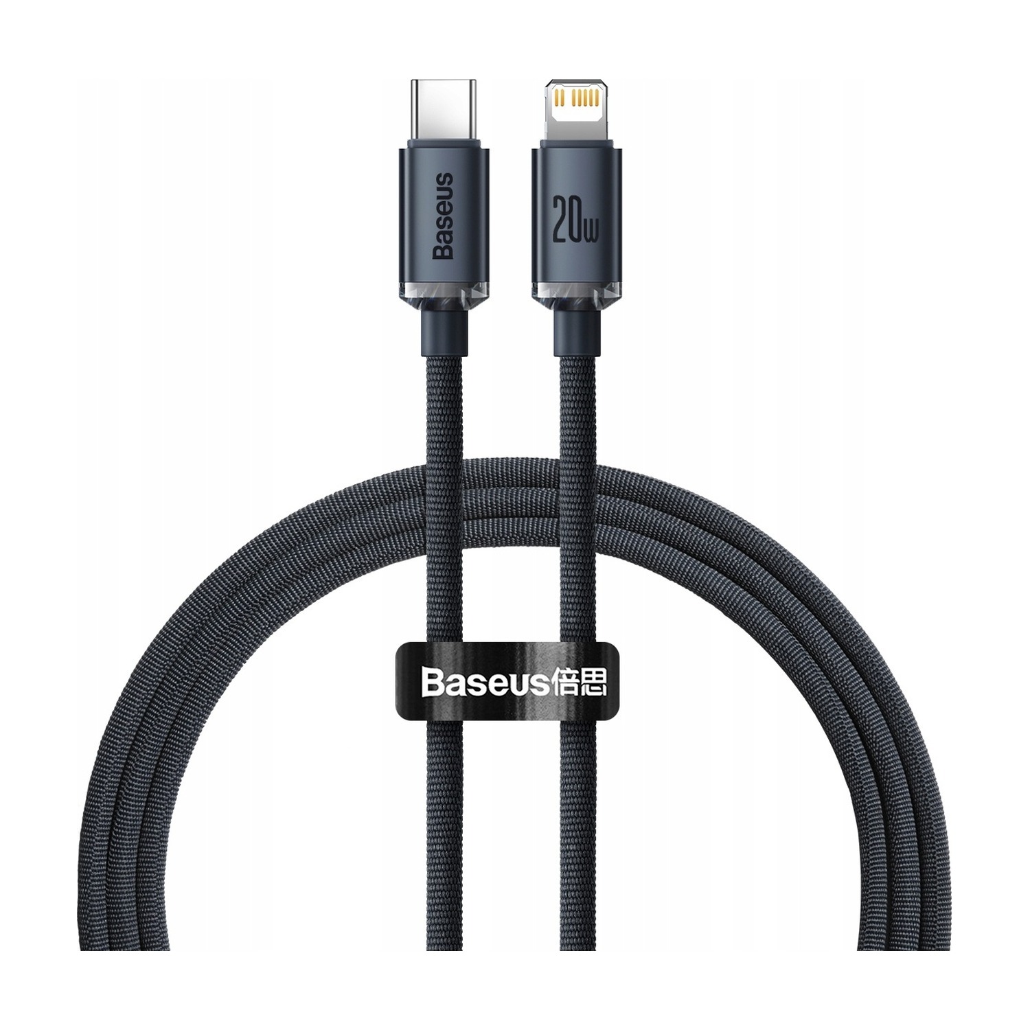 Kabel USB-C do Lightning Baseus Crystal Shine 20 W, 1,2 m, czarny