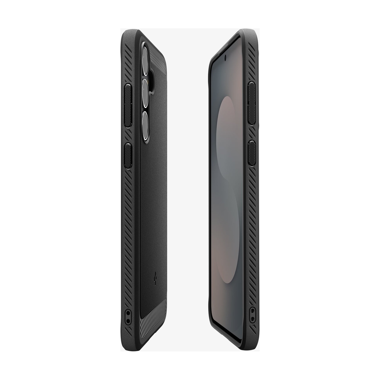 Spigen Rugged Armor — profil boczny etui z przyciskami i krawędzią przy ekranie