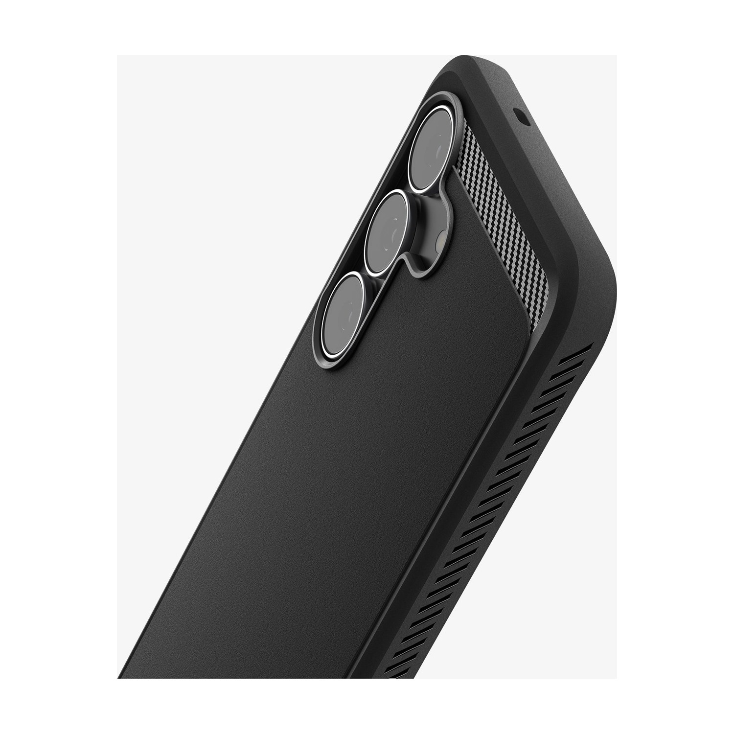 Spigen Rugged Armor z bliska — krawędź wokół aparatów Galaxy S25 FE