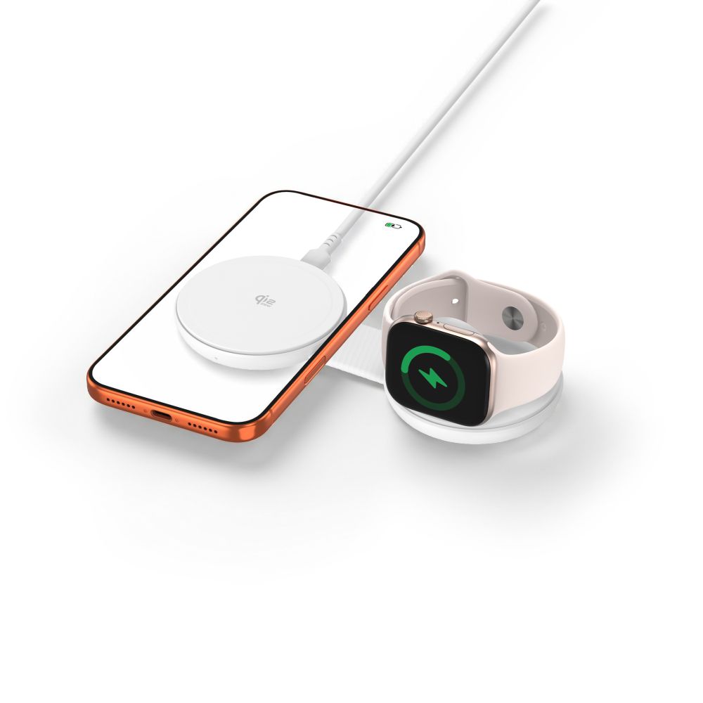 Ładowarka 2w1 MagSafe 25 W do iPhone i AirPods Tech-Protect A55, biała