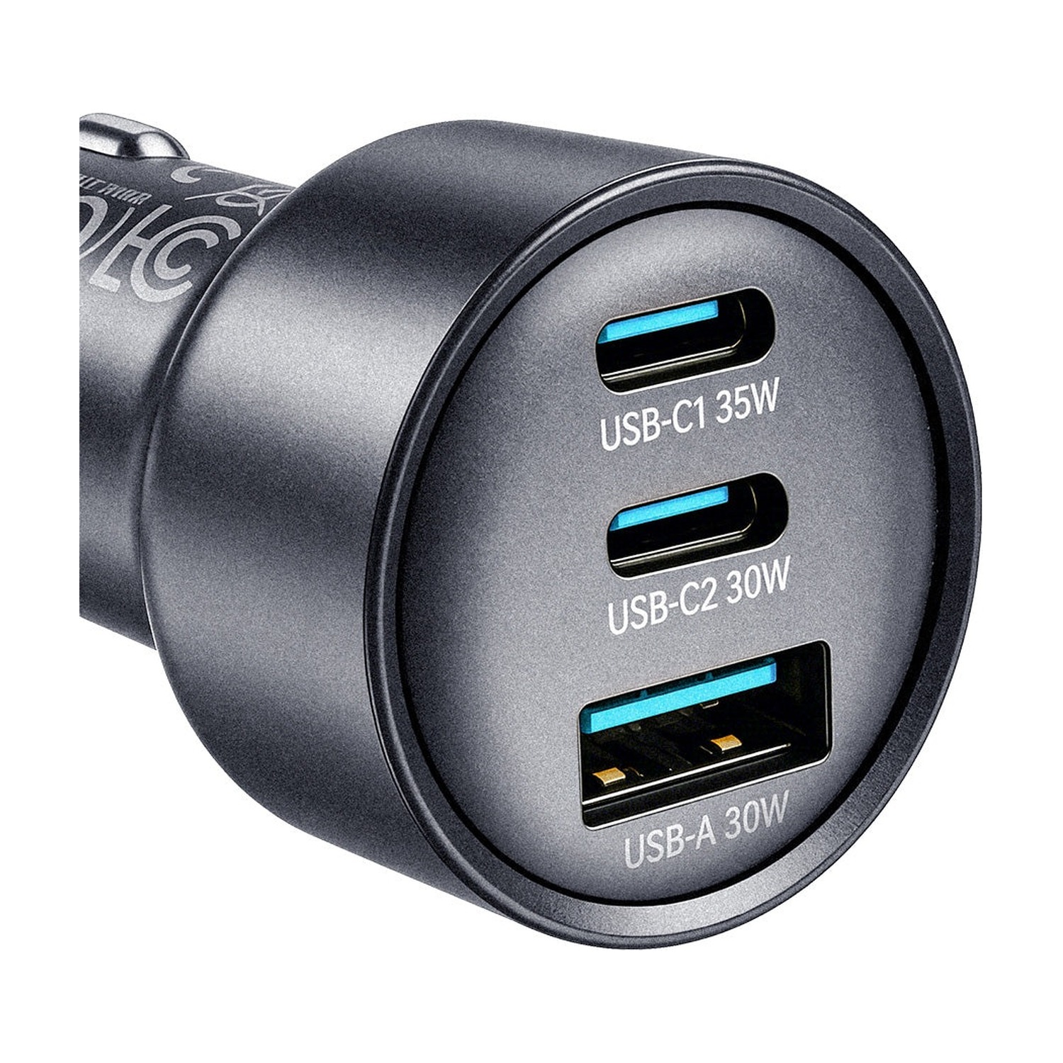 Joyroom JR-CCN19 z bliska — USB-C1 35 W, USB-C2 30 W, USB-A 30 W