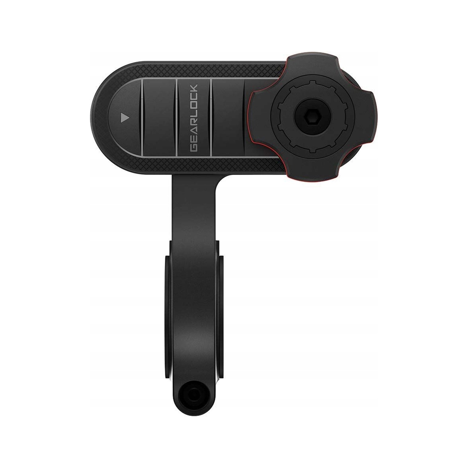 Spigen Gearlock MF100 od przodu — ramię wysunięte przed kierownicę i głowica Gearlock