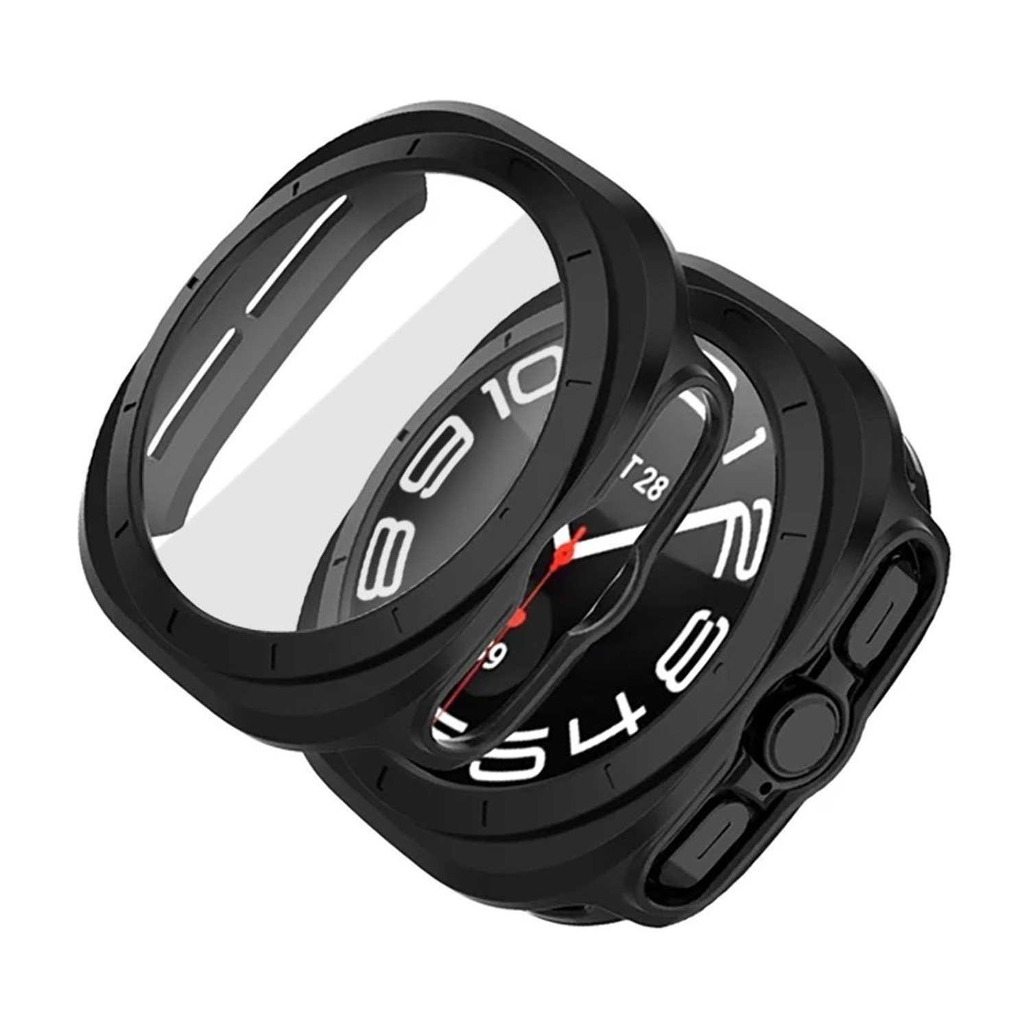 Etui Tech-Protect Defense360 czarne do Samsung Galaxy Watch Ultra 47 mm – dwa ujęcia etui na zegarku